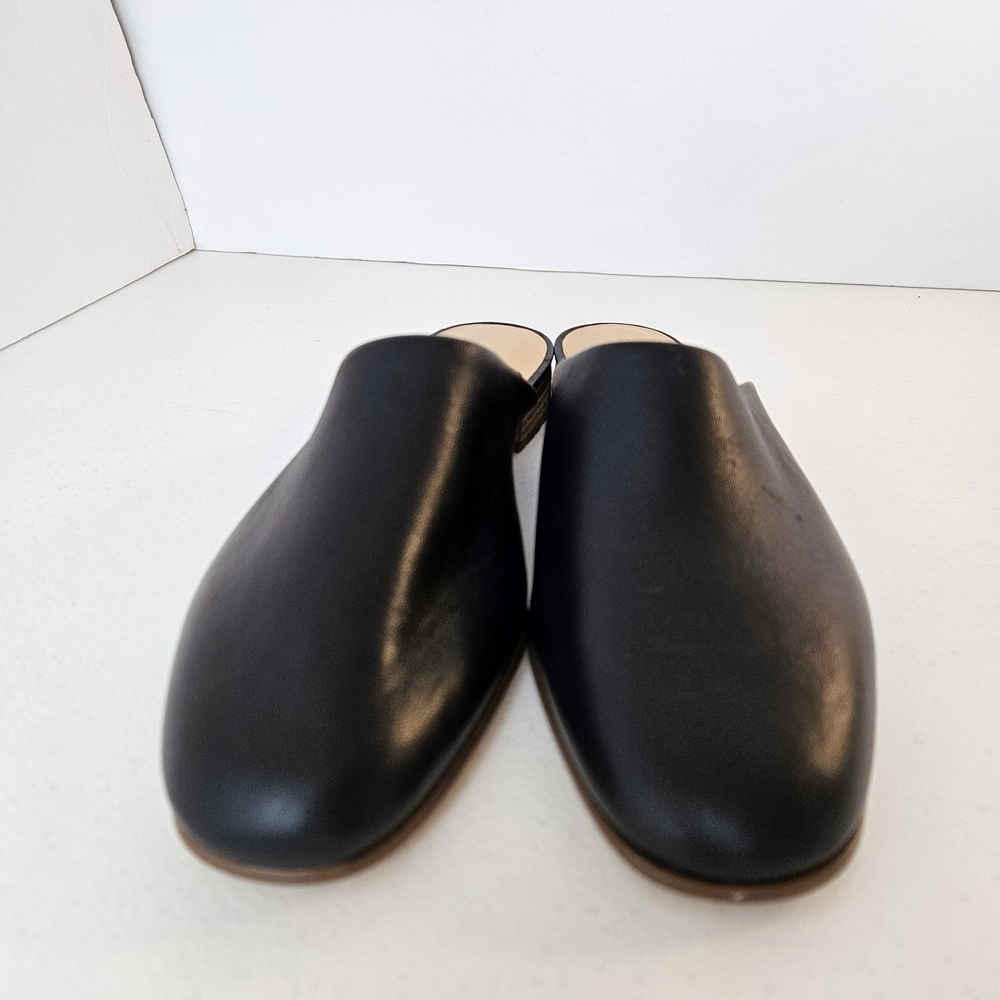 Clarks Pure Blush Black Leather Mules Womens 8.5 Classic Minimalist Comfort - Picture 5 of 11